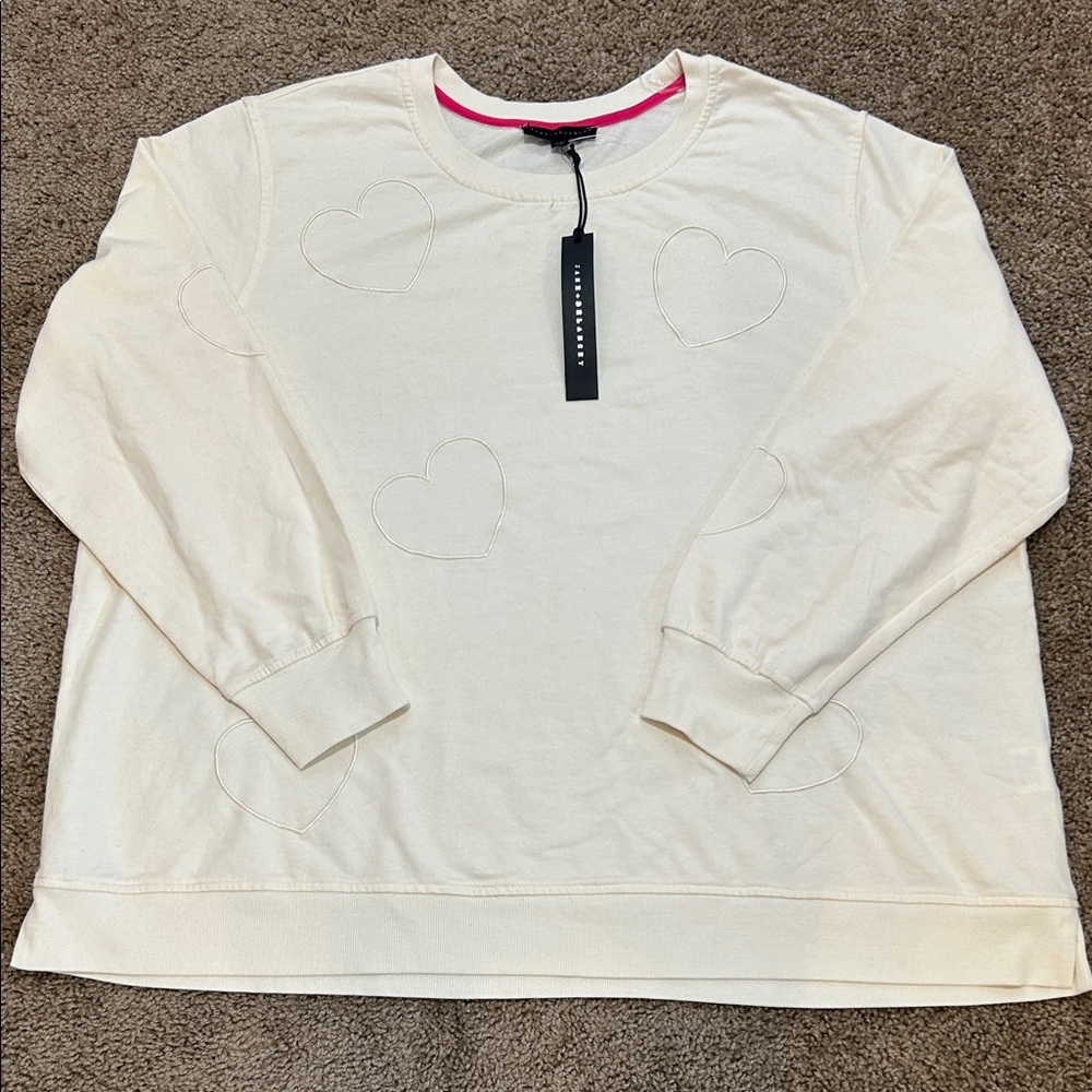 Ivory Heart Embroidered Sweater